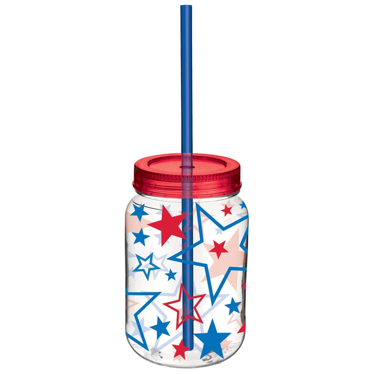 16oz. Patriotic Mason Jar Cups with Straws, 6ct.